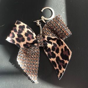 Cheetah print mini cheer bow keychain